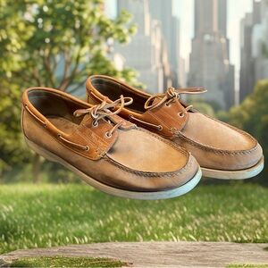 EUC Bass Men's Seafarer Leather Boat Shoe, Size 13M, Light Brown